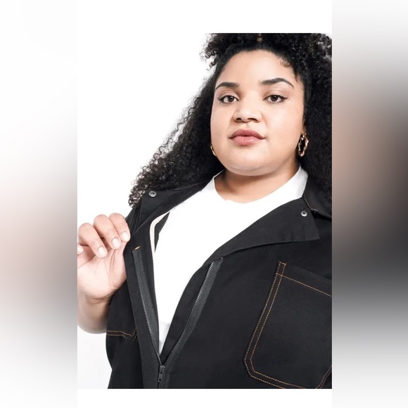 NWT Wildfang Essential Short Sleeve coverall XS Black Yellow Stitches $168 - Picture 9 of 9